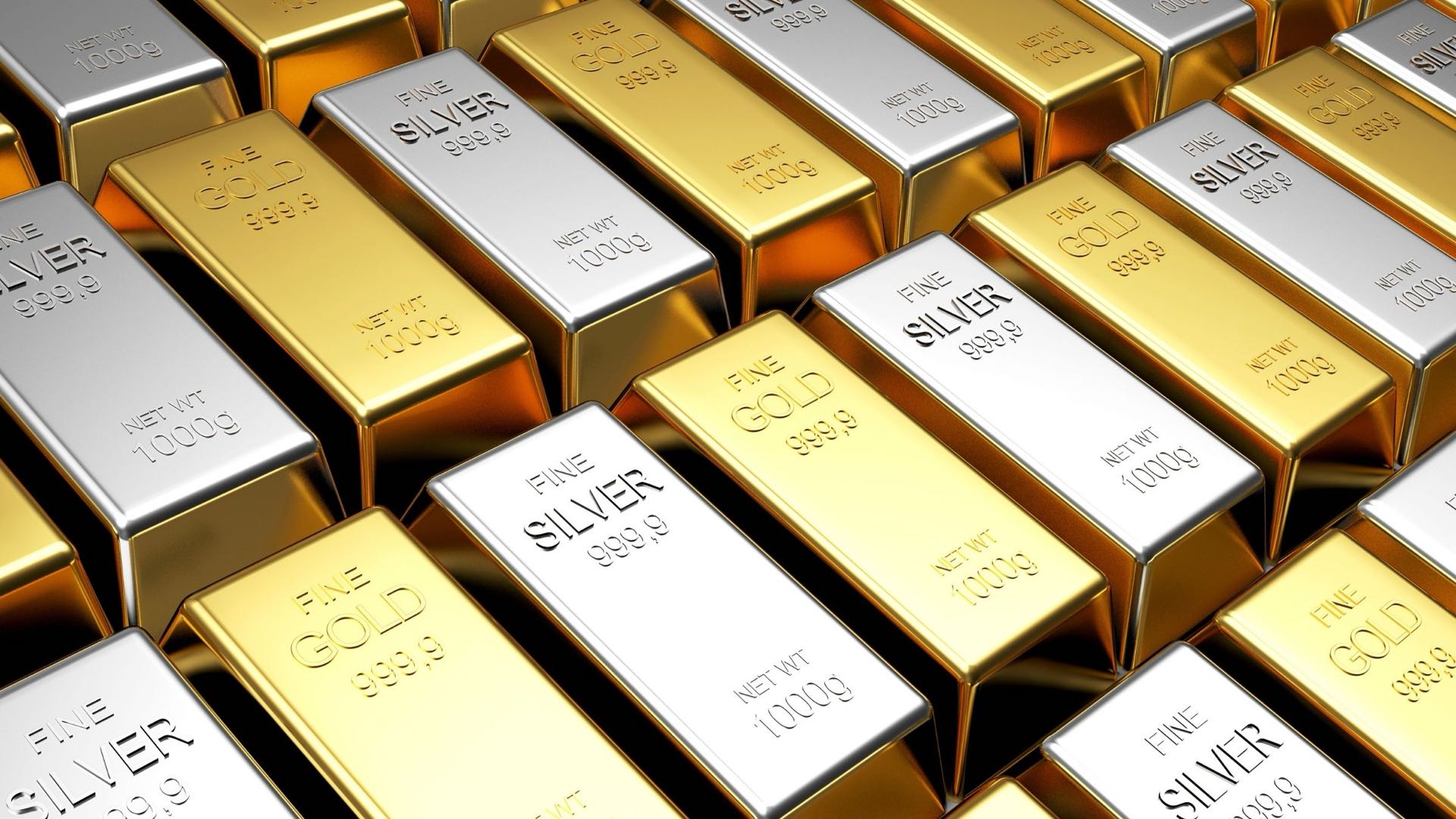 Gold and silver bars and coins, representing a combined precious metals IRA